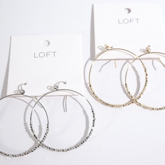 Ann Taylor LOFT Jewelry - Ann Taylo LOFT Shimmer Hoop Drop Earrings NWT $24.50 Set of 2 silver and Gold